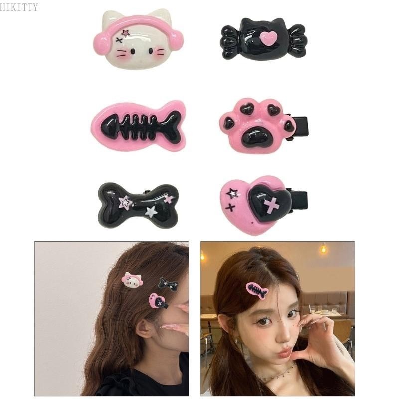 IK ชุด 5-10c น่ารัก Mini Cat กิ๊บติดผม Barrettes กิ๊บติดผมสําหรับผู้หญิง Y2K K324