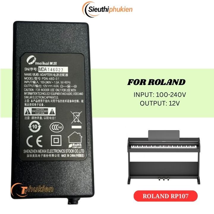 แหล่งจ่ายไฟสําหรับ Roland F107 RP107 RP-107 107 เปียโนไฟฟ้า 12v - 12 เดือน