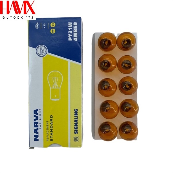 Narva PY21W 12V หลอดไฟไฟเลี้ยวและหลัง (หลอดไฟสีเหลือง) (รหัส: PY21W 12V BAU15S)