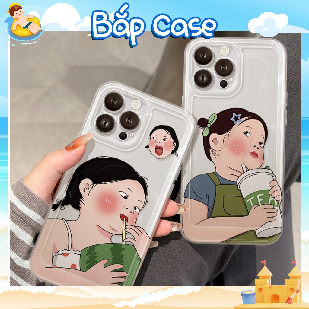 เคส IPhone Drink ขอบตรง กันกระแทก ป้องกันกล้องโปร่งใส - iP 6/6s/7/8/Plus/X/XS/11/12/14/15/Pro/Max