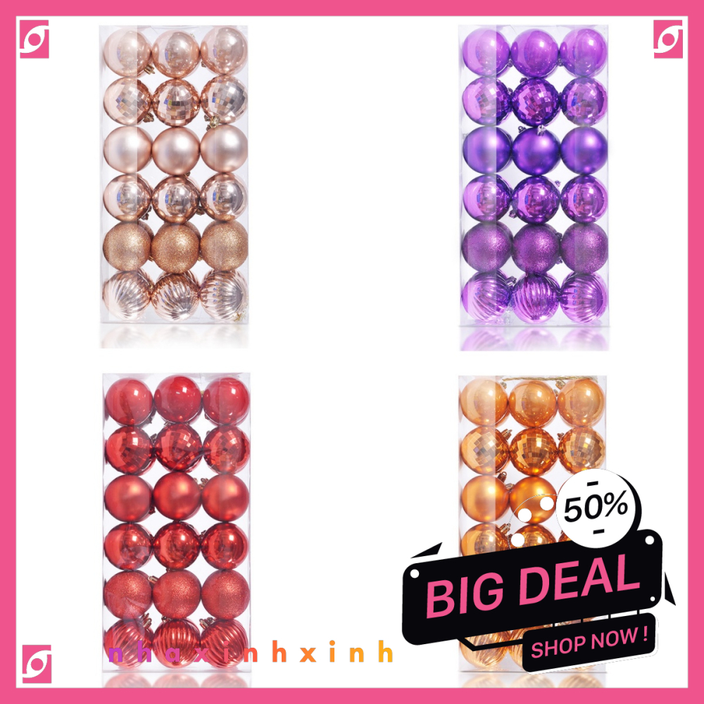 ชุดลูกบอลตกแต่งคริสต์มาส 6/12 ชิ้น 8 ซม. รุ่น E6 ตกแต่งคริสต์มาส GDTPKSS434