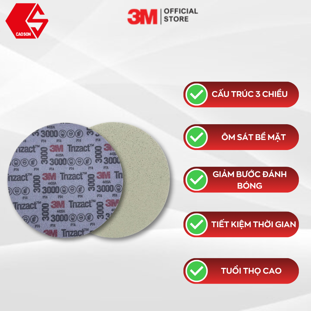 3M Trizact Hookit 443SA ขัด ระดับเม็ด P3000, 6in