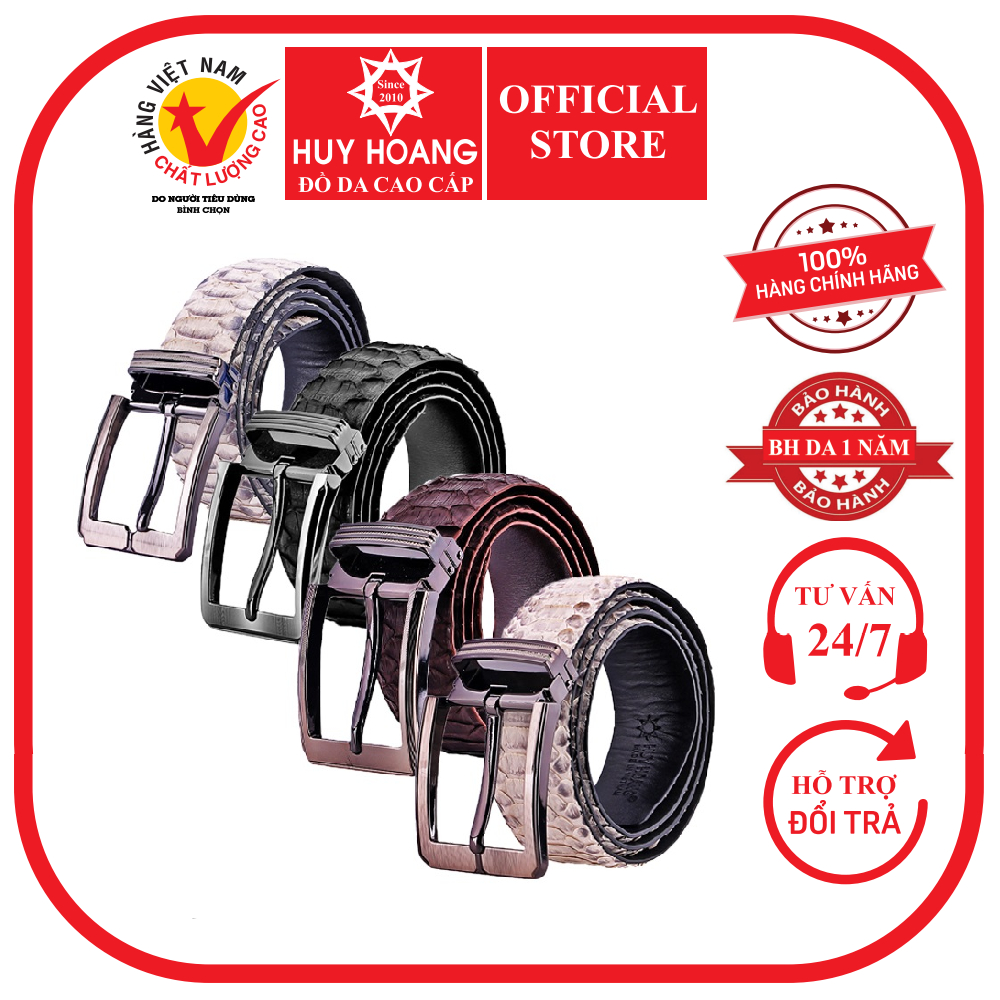 เข็มขัดผู้ชายหนัง Vip 4P python ปลายเข็ม สีหนังเดิม ดํา น้ําตาล ขาว HP4336-37-38-40