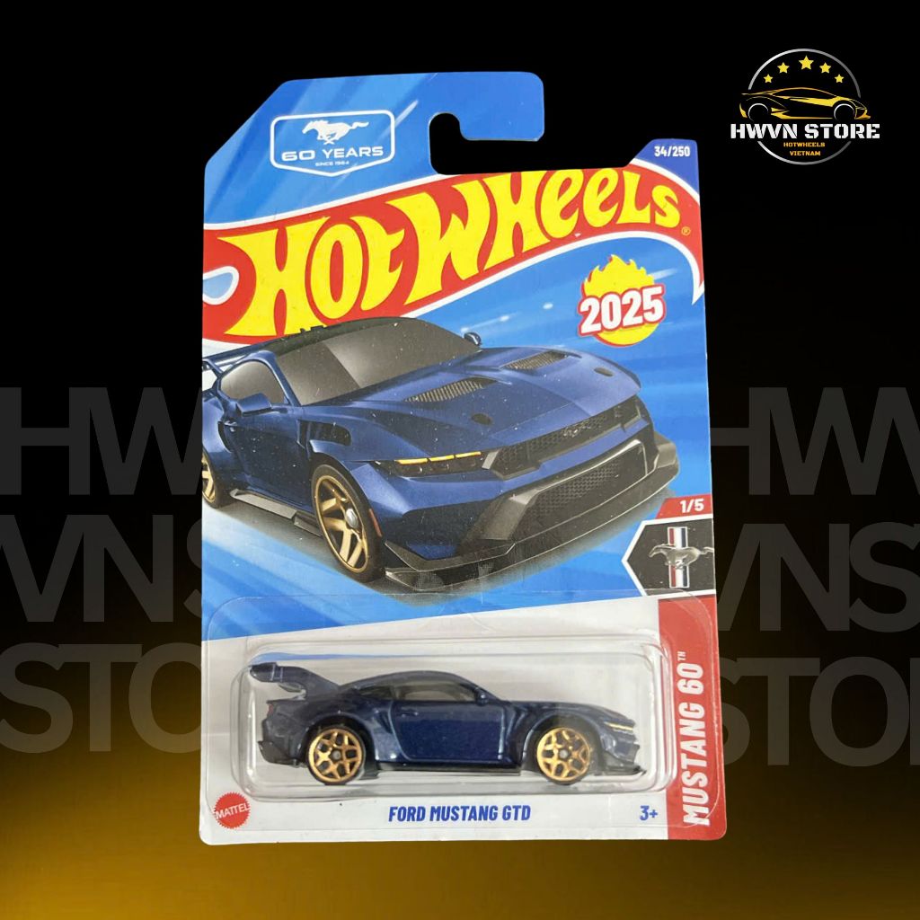 Blue Hotwheels Ford Mustang GTD Model Car
