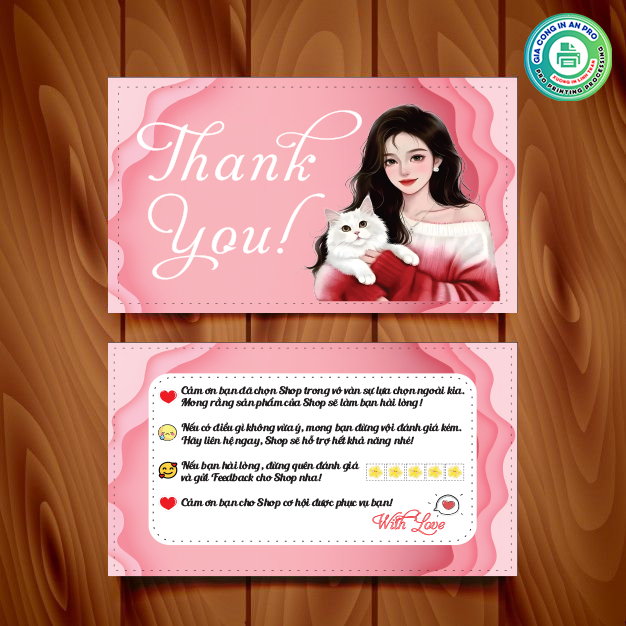 ตัวอย่างการ์ด Thank You Q4 - การประมวลผลการพิมพ์ Pro