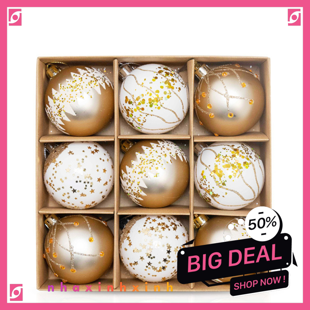 ชุดลูกบอลคริสต์มาส 9 ลูก E104 ขนาด 6 ซม. ตกแต่งต้นคริสต์มาส GDTPKS441