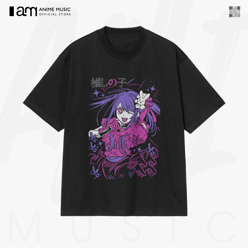 เสื้อยืดแขนสั้นผ้าฝ้าย 100% สําหรับทุกเพศ Oshi no Ko Kawaii Art ขนาดใหญ่