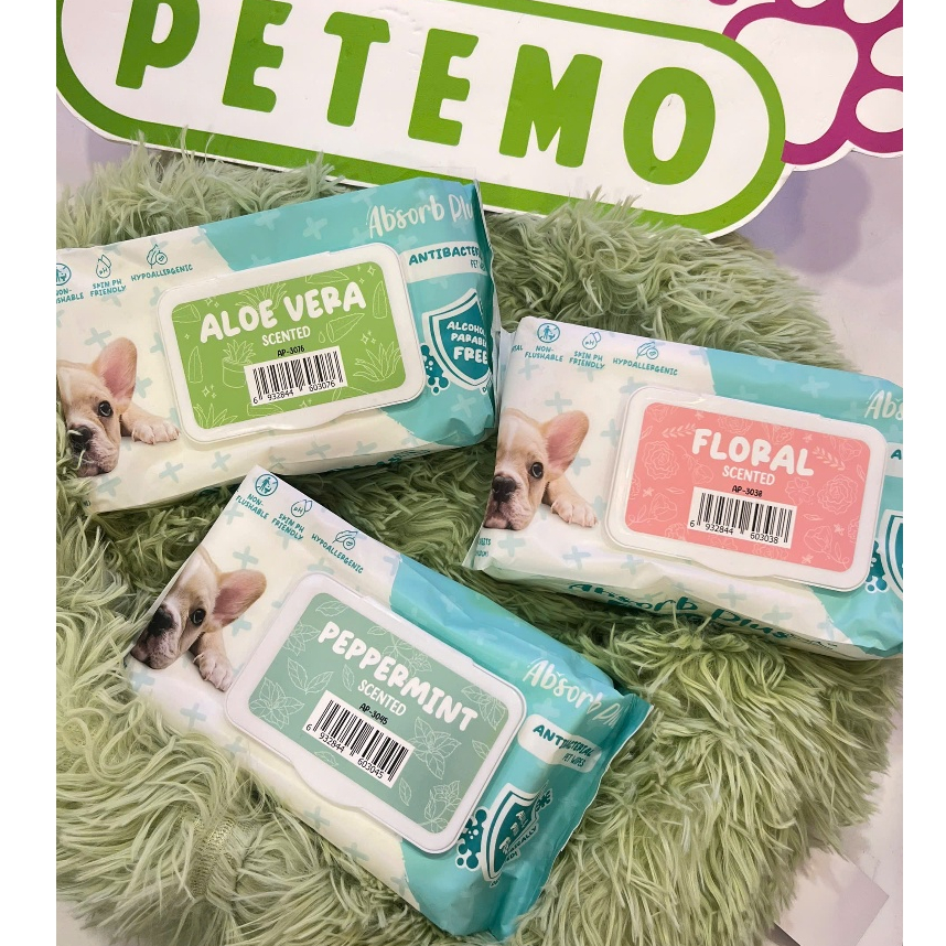 Absorbacteria Pet wet wipes 80 แผ่น - Petemo Pet Shop