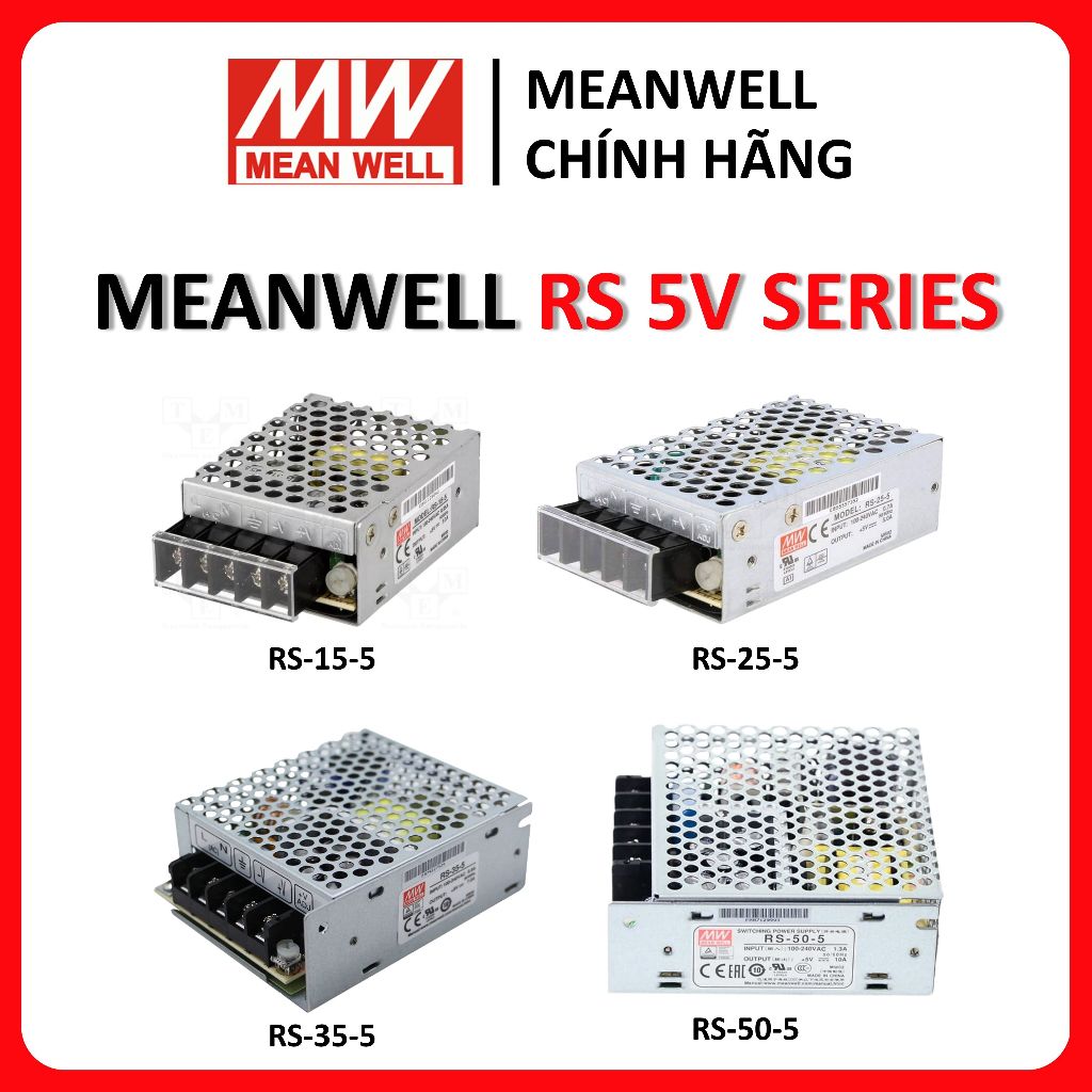 MEANWELL แหล่งพลังงานรังผึ้ง 5V RS-15-5, RS-25-5, RS-35-5, RS-50-5, RS 5V AC to DC แหล่งพลังงาน