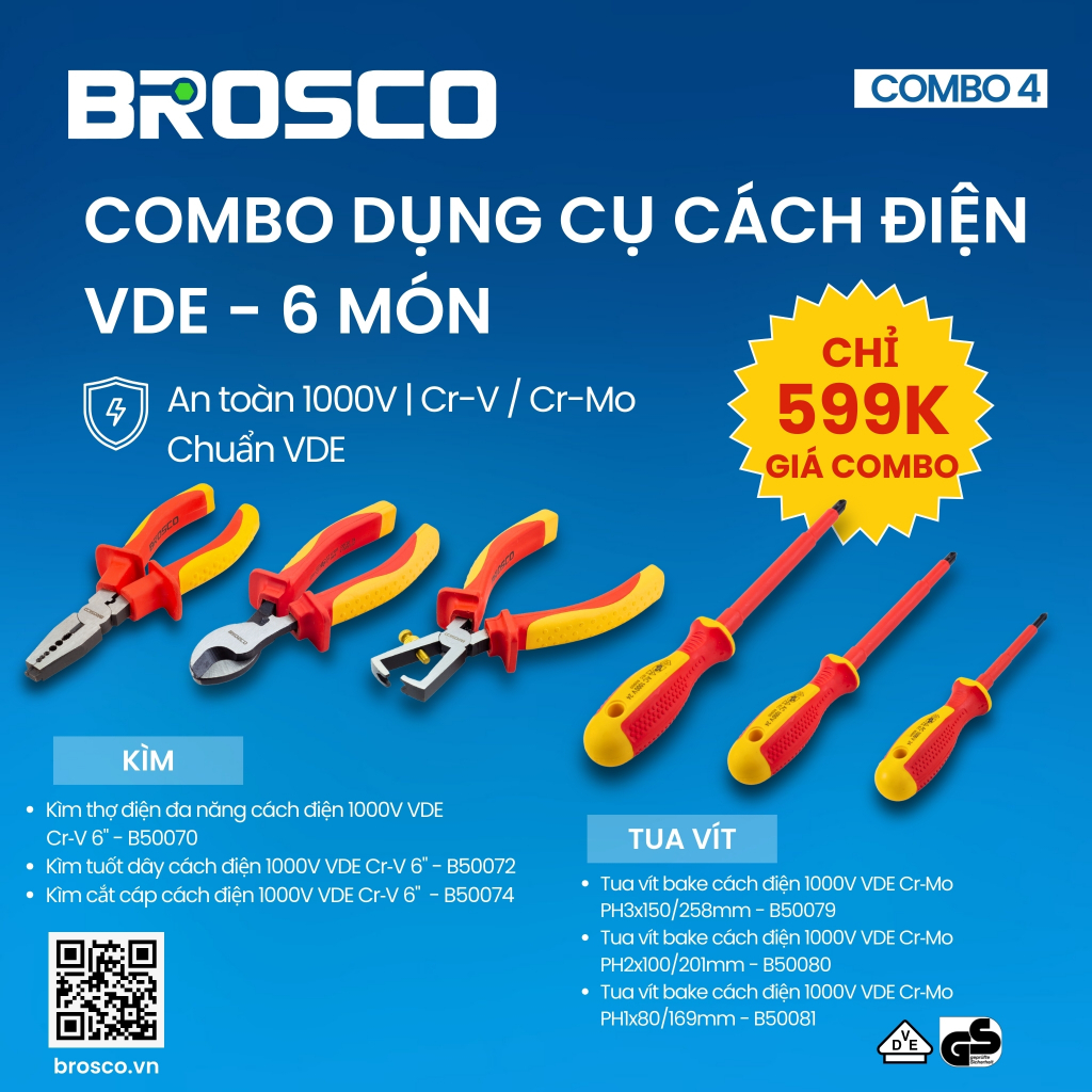 VDE INSULATION TOOL COMBO 6 ชิ้น – BROSCO COMBO 4