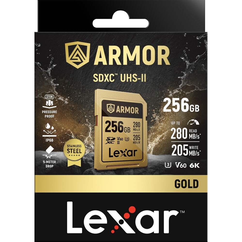 Lexar ARMOR GOLD SDXC 256GB UHS-II U3 V60 การ์ดหน่วยความจํา
