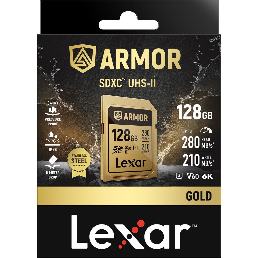 Lexar ARMOR GOLD SDXC 128GB UHS-II U3 V60 การ์ดหน่วยความจํา