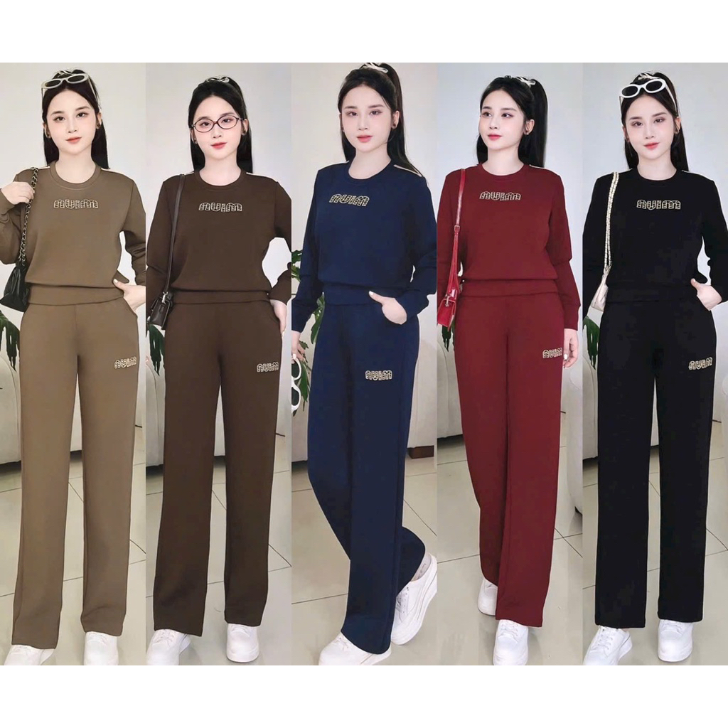 ชุดกีฬาฤดูใบไม้ร่วง-ฤดูหนาวของผู้หญิงที่ทําจากวัสดุสักหลาด umi หนาและสบาย Shop_LT