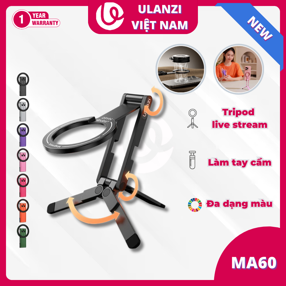 ULANZI MA60 Phone Holder ขนาดกะทัดรัดสุด ดีไซน์ขนาดพกพา ใช้เป็นขาตั้งกล้องหรือด้ามจับแบบสตรีมสด - สิ