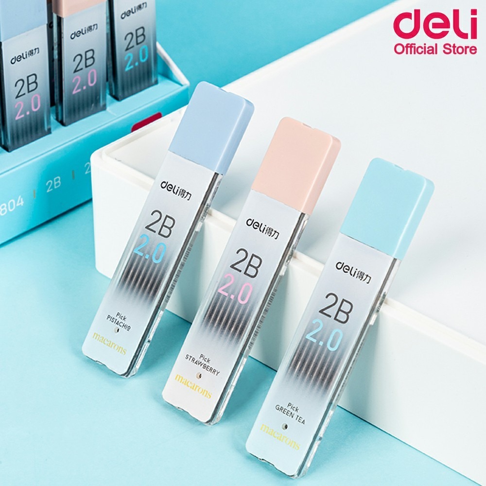 DELI 58804 2.0MM LEAD NIB, 2B LEAD SHAPE (8 NIBS / 1 หลอด)