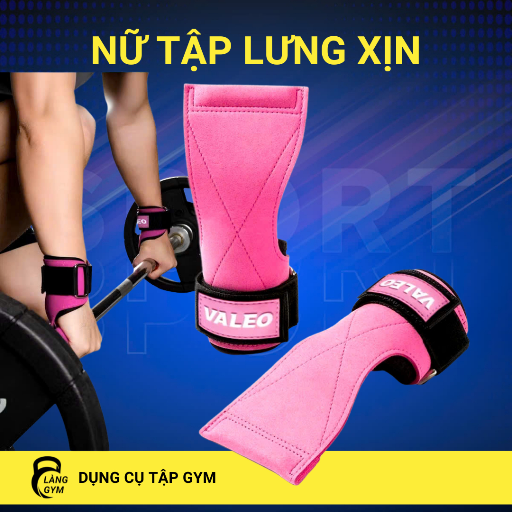 VALEO ถุงมือยิมสตรี Gym Back Pull Straps Lifting Straps Deadlift Weight Training Pull Ups