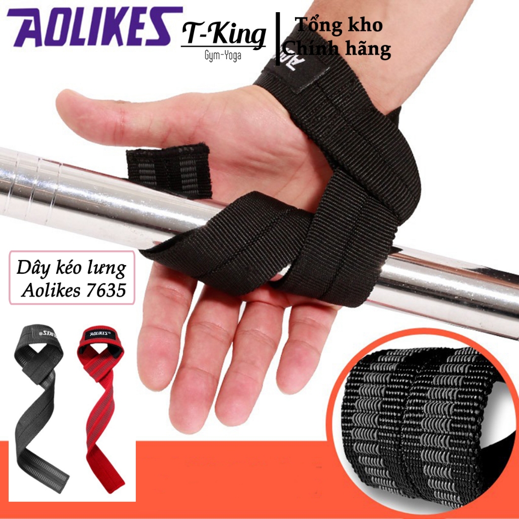 Aolikes 7635 Back Pull Straps ผสมผสานกับ Gym Lifting Straps ผ้าพันข้อมือเพื่อรองรับ Deadlift Pull Up
