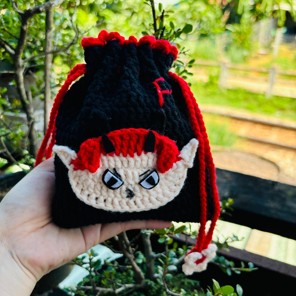 Mascos Domiia PerthSanta กระเป๋าหูรูดผ้าวูลแฮนด์เมดน่ารัก