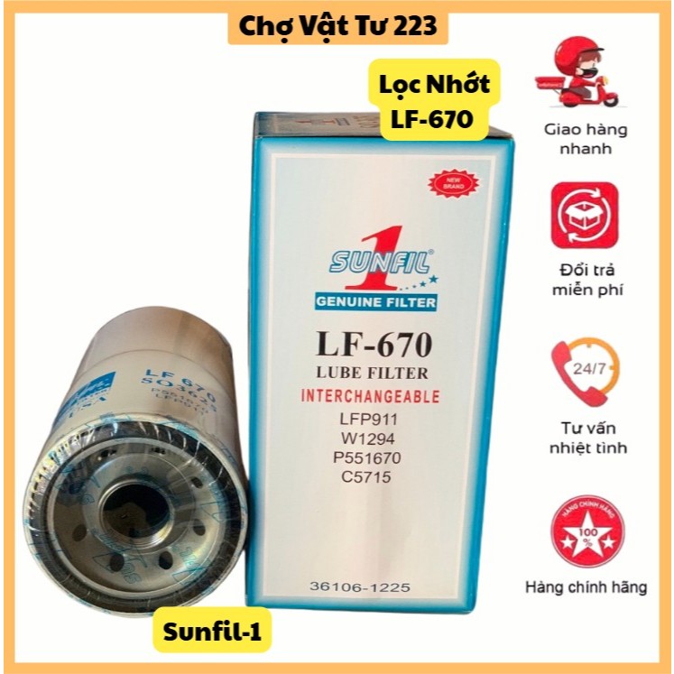 LF-670 SunFil-1 กรองน้ํามันเครื่องสําหรับเครื่องยนต์ดีเซล