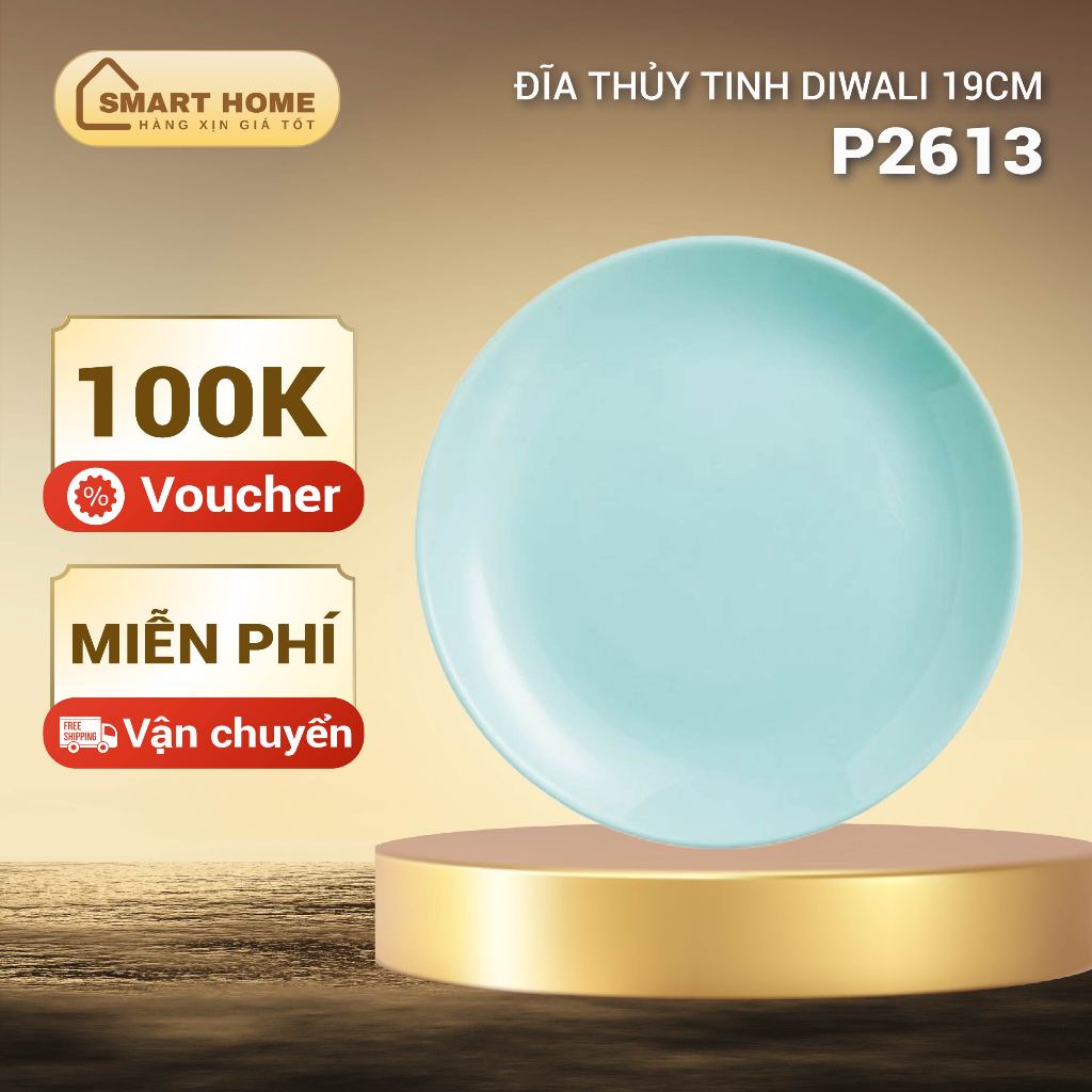 Luminarc Diwali Light Turquose จานแก้ว (จาน) 19cm P2613 | สินค้าของแท้