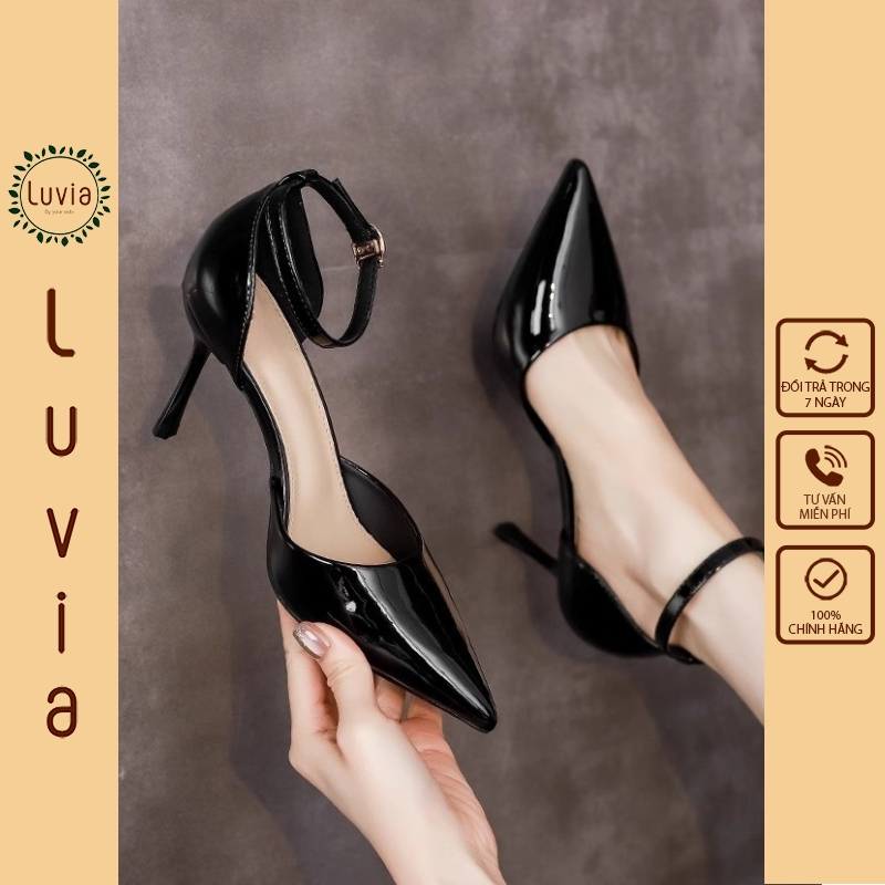 Luvia X168CG รองเท้าส้นสูงหัวแหลมสีดําสุดหรูขนาด 8 นิ้ว