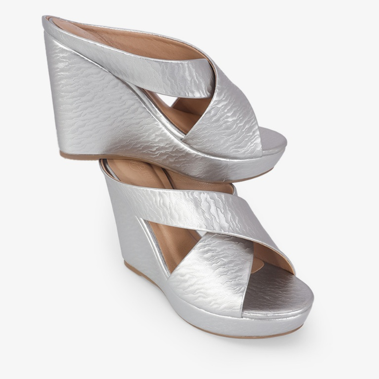 [HCM] Hanh Dung Wedge Sandals with Cross Straps HD02251AB (สีเงิน - ดํา - สีบรอนซ์ - ครีม)