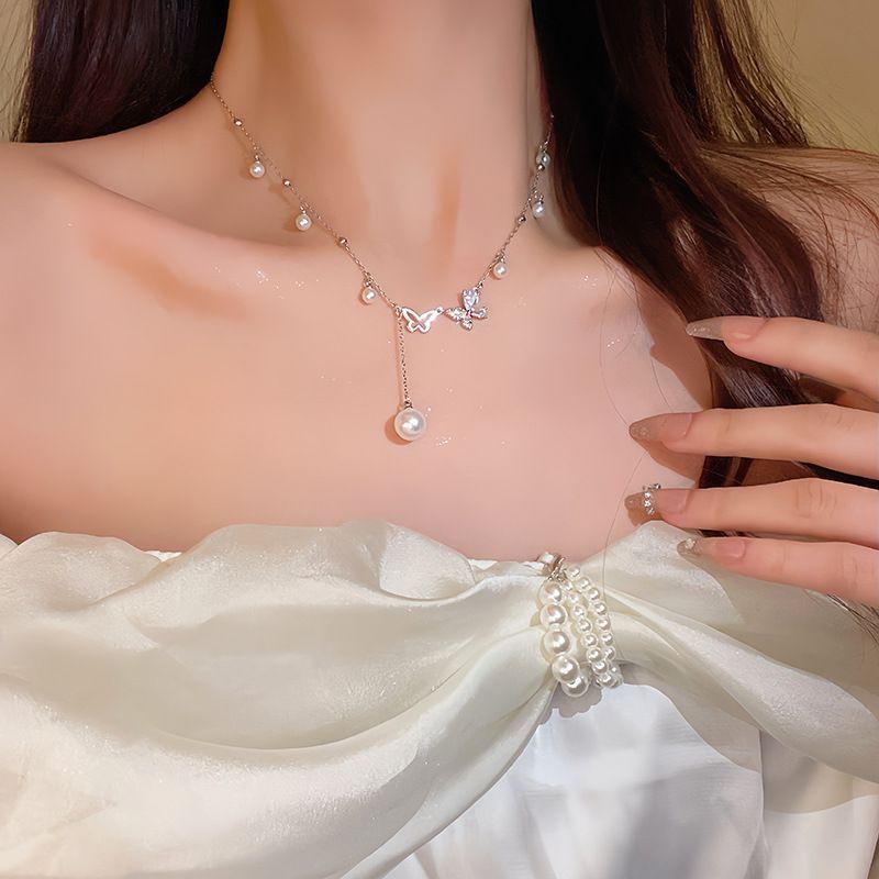 สร้อยคอผีเสื้อผู้หญิงทรงหยดน้ํามุก 1412