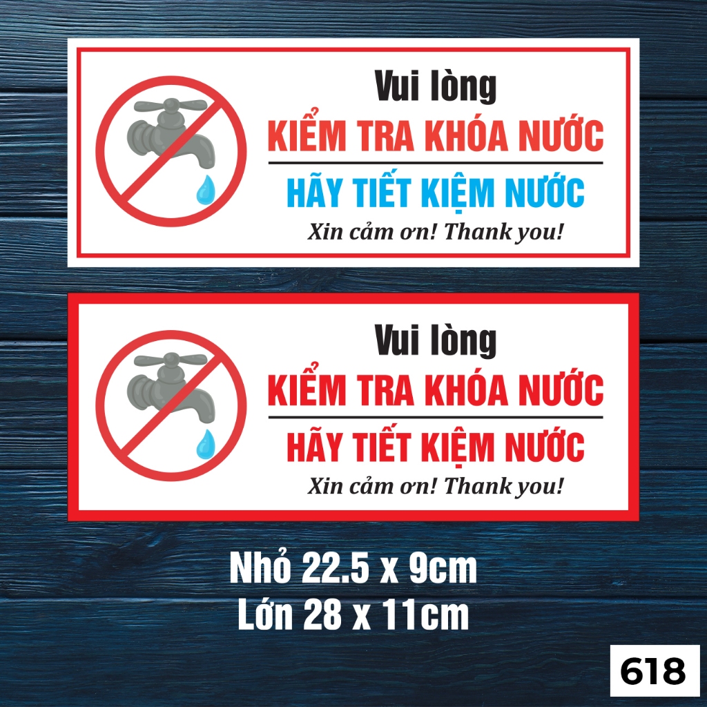 สติ๊กเกอร์รูปลอกตัวอย่าง PLEASE CHECK WATER LOCK, PLEASE SAVE WATER - CODE 618