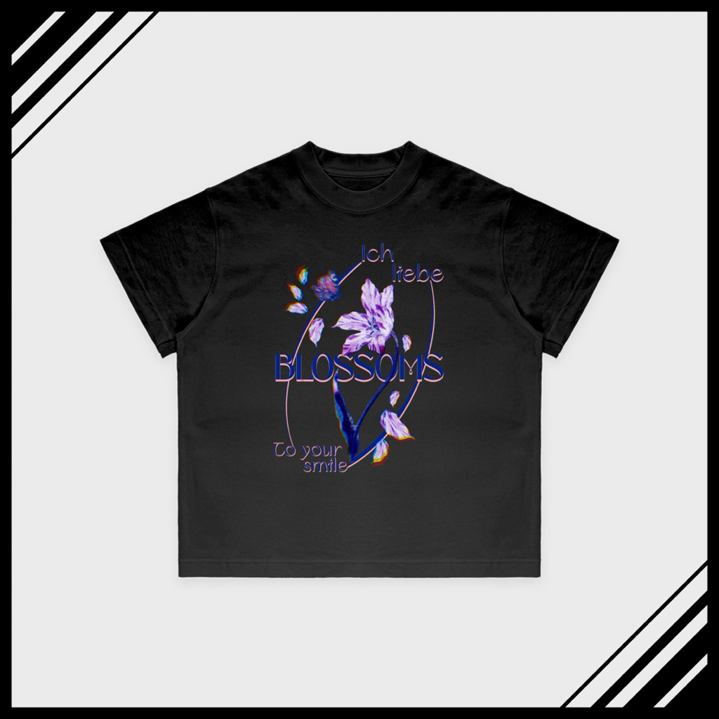 ICH LIEBE - BLOSSOMS เสื้อยืดแฟชั่นทรงกล่อง unisex