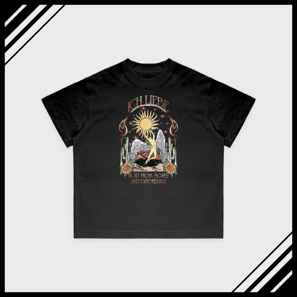 ICH LIEBE - เสื้อยืดทรงกล่องแฟชั่น unisex BUILT FROM SCARS