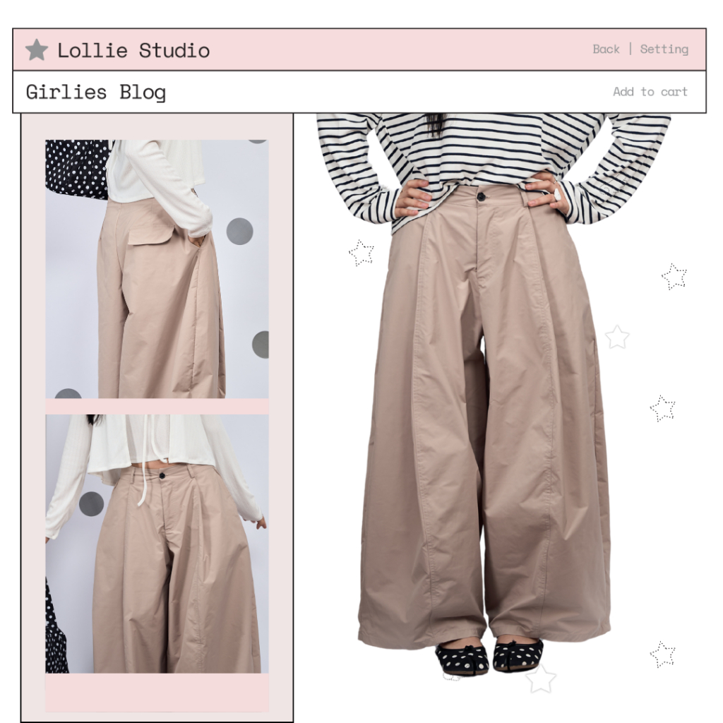 LOLLIE STUDIO - กางเกงขากว้าง Kawa Culottes ทําจากลมสีกากี TKQ55