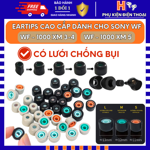 SONY ชุด 2 ชิ้น โซนี่ WF-1000XM3 -4 -5 จุกหูฟัง ฟองน้ํานุ่มพรีเมียม พร้อมตาข่ายกันฝุ่น