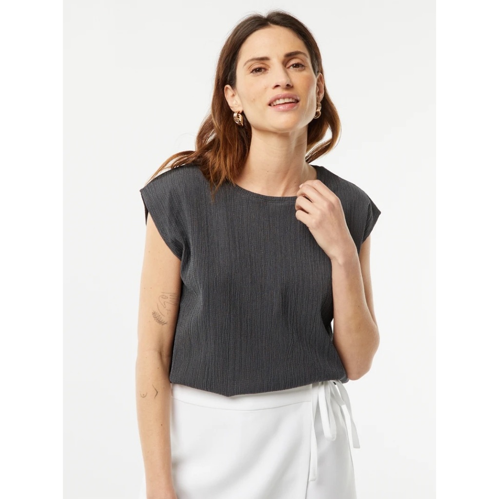 Kiabi เสื้อยืดลายแขนปีกค้างคาวสําหรับผู้หญิง