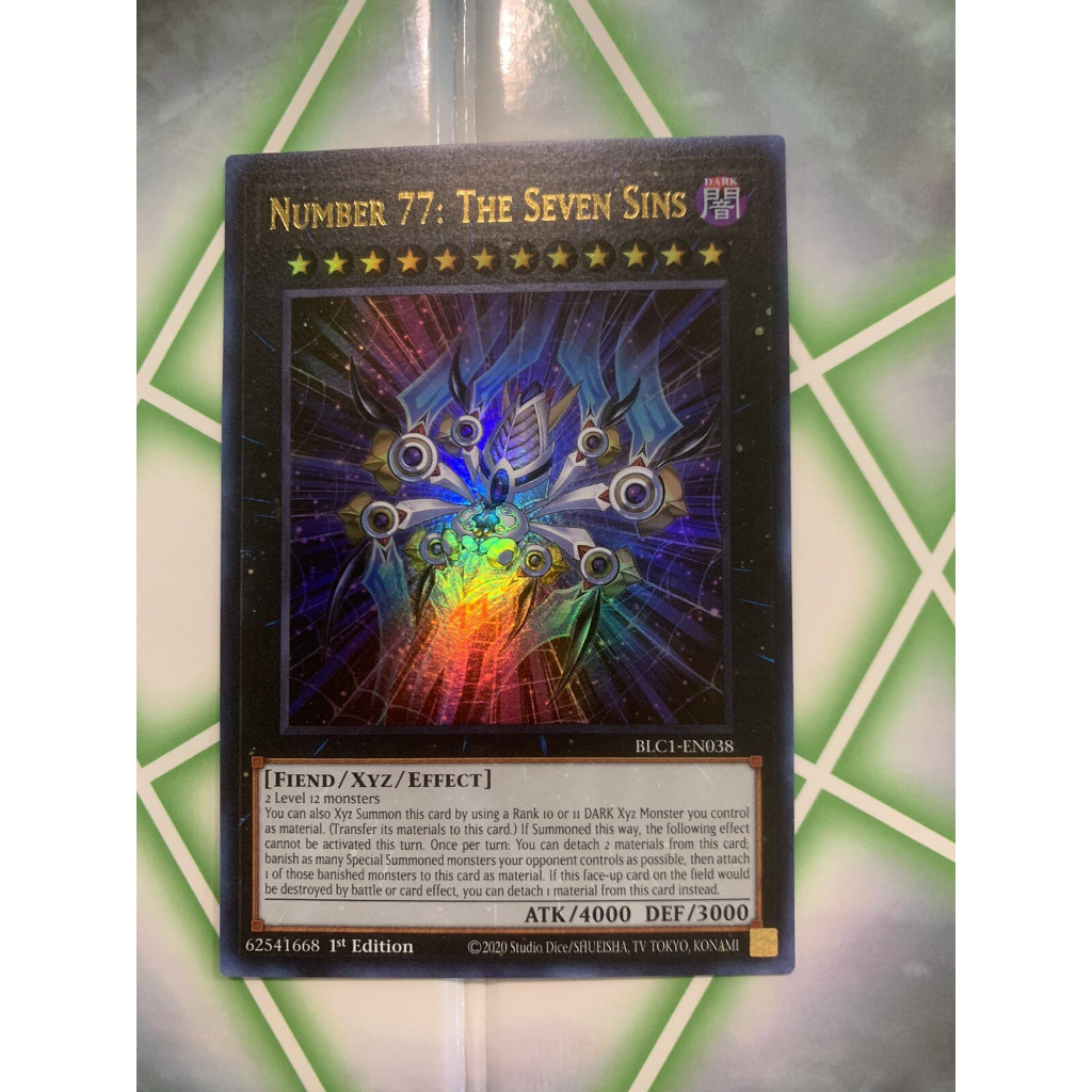 การ์ด UltrA Rare Yugioh หมายเลข 77 ปกการ์ด Seven Sins ฟรี xyz