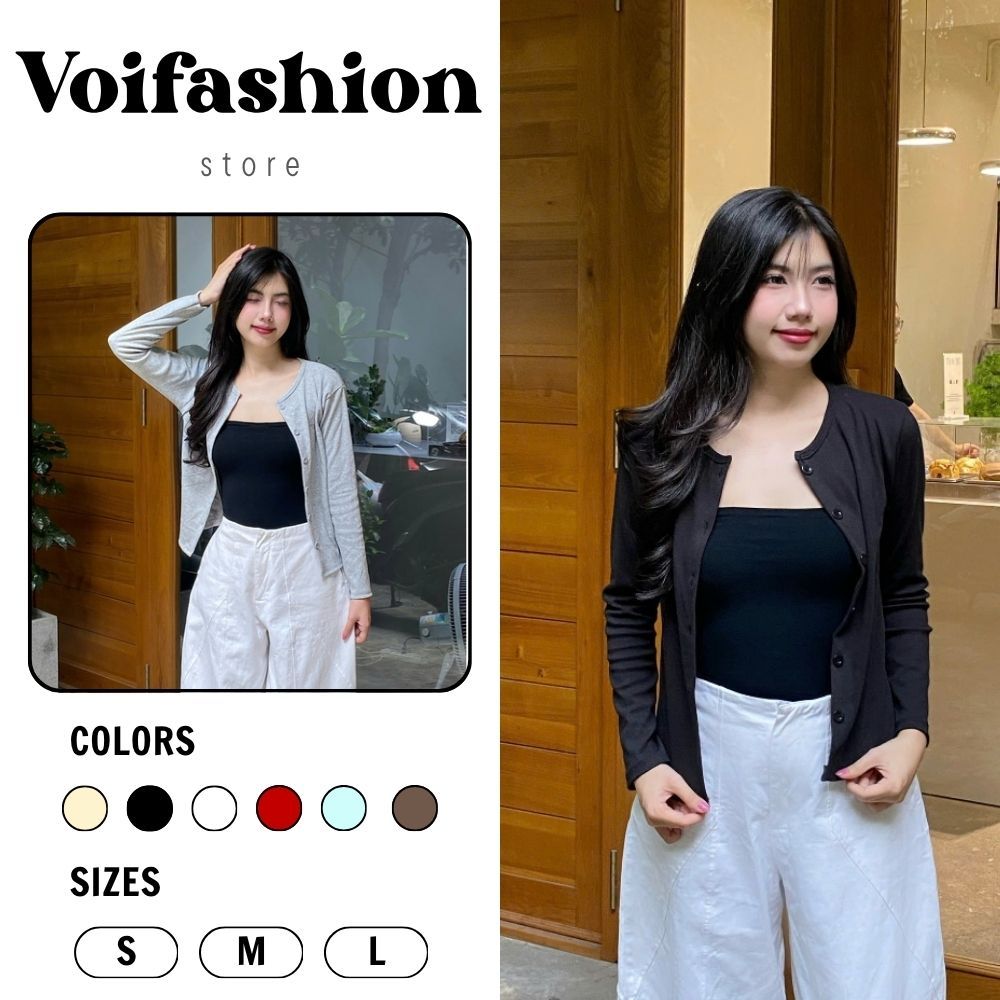 คาร์ดิแกนคอปกหลากสี (Tube Tops จําหน่ายสําหรับขายปลีก) Voifashion