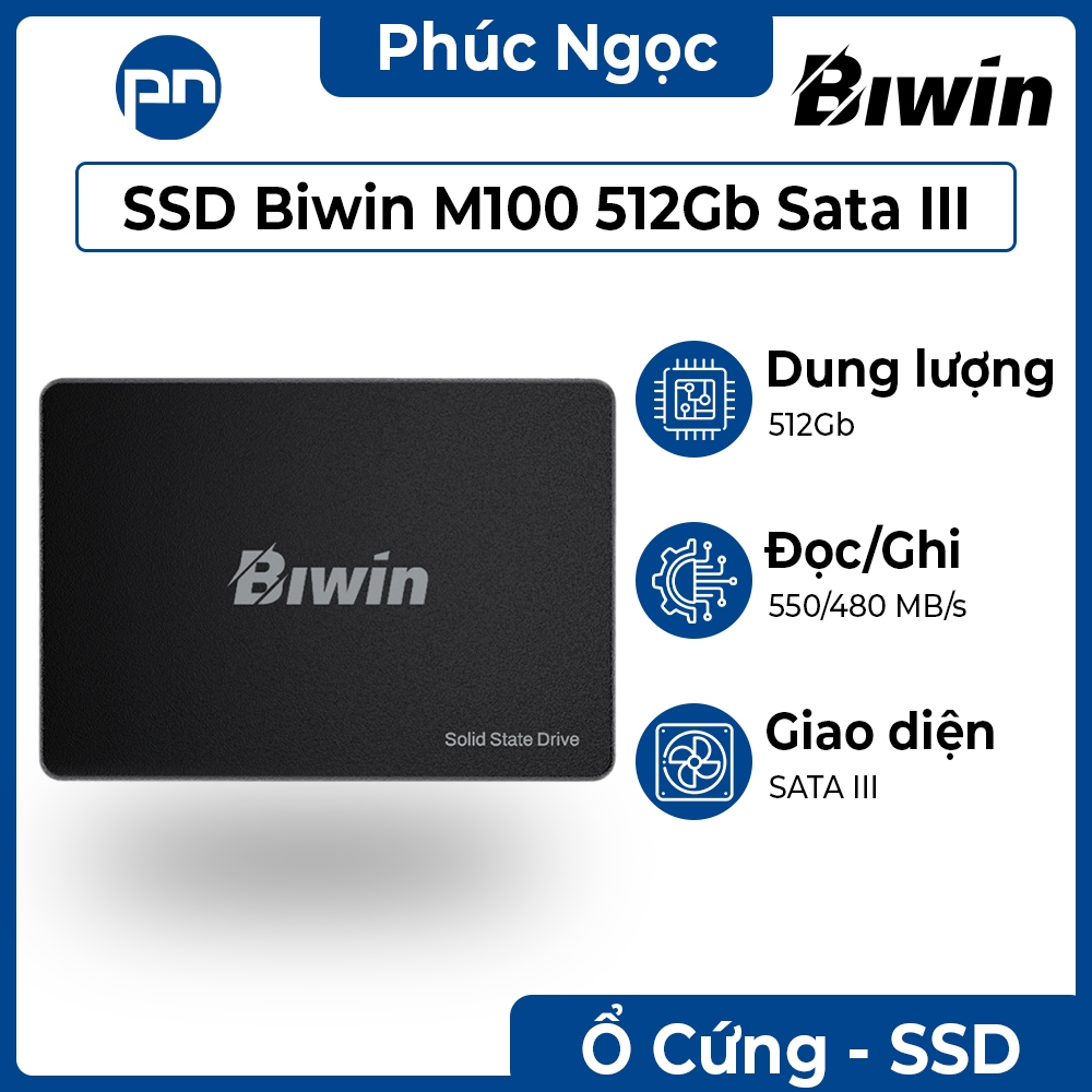 [เต็มภาษีมูลค่าเพิ่ม] ฮาร์ดไดรฟ์ Biwin M100 512Gb SATA III SSD ฮาร์ดไดรฟ์ 512Gb ของแท้ - คอมพิวเตอร์