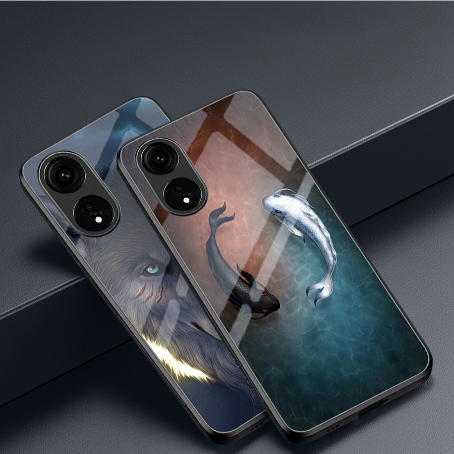 เคสกระจกสําหรับ OPPO A18/ A38/ A58/ A78/ A98 5G - มาสคอตนําโชค - คุณภาพสูง กันรอยขีดข่วน ทันสมัย
