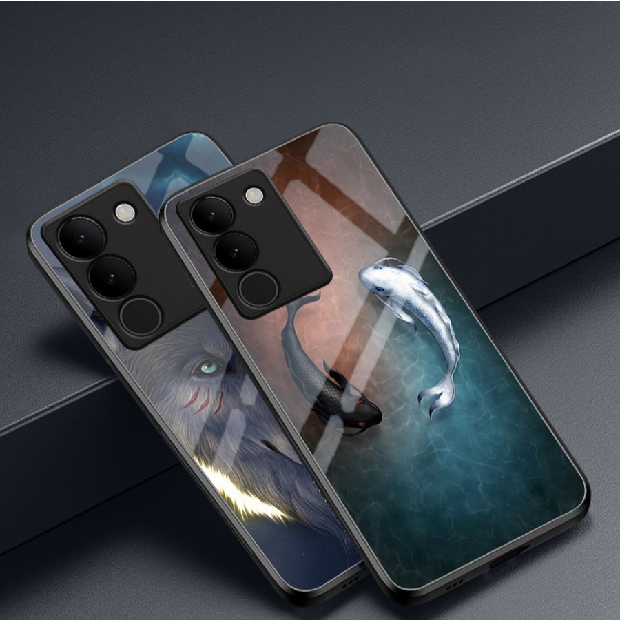 เคสกระจกสําหรับ VIVO V27E/ V29E/ Y100 – มาสคอตนําโชค – คุณภาพสูง กันรอยขีดข่วน ทันสมัย