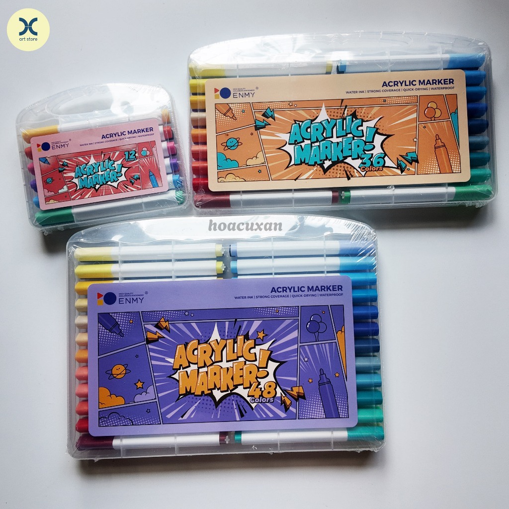 [เครื่องมือวาดภาพ Xan] ชุดสี Acrylic Marker สําหรับวาดภาพบนแบรนด์ Enmy หลายวัสดุ