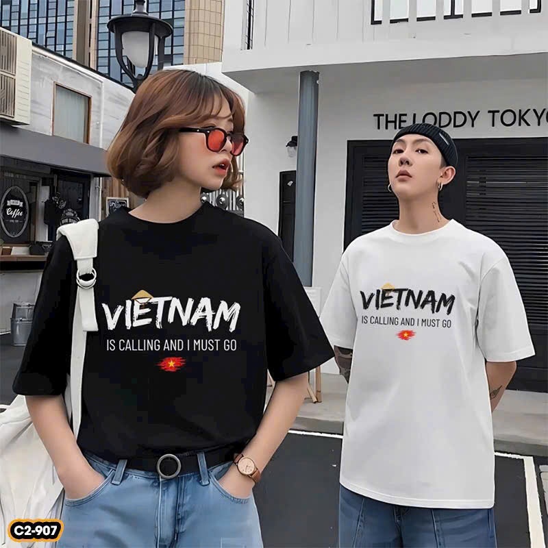 เสื้อยืด Unisex สําหรับผู้ชายและผู้หญิงพิมพ์ลายคํา VIETAM IS CALLING ผ้าคอตตอน 100% - BOONE - BNE000