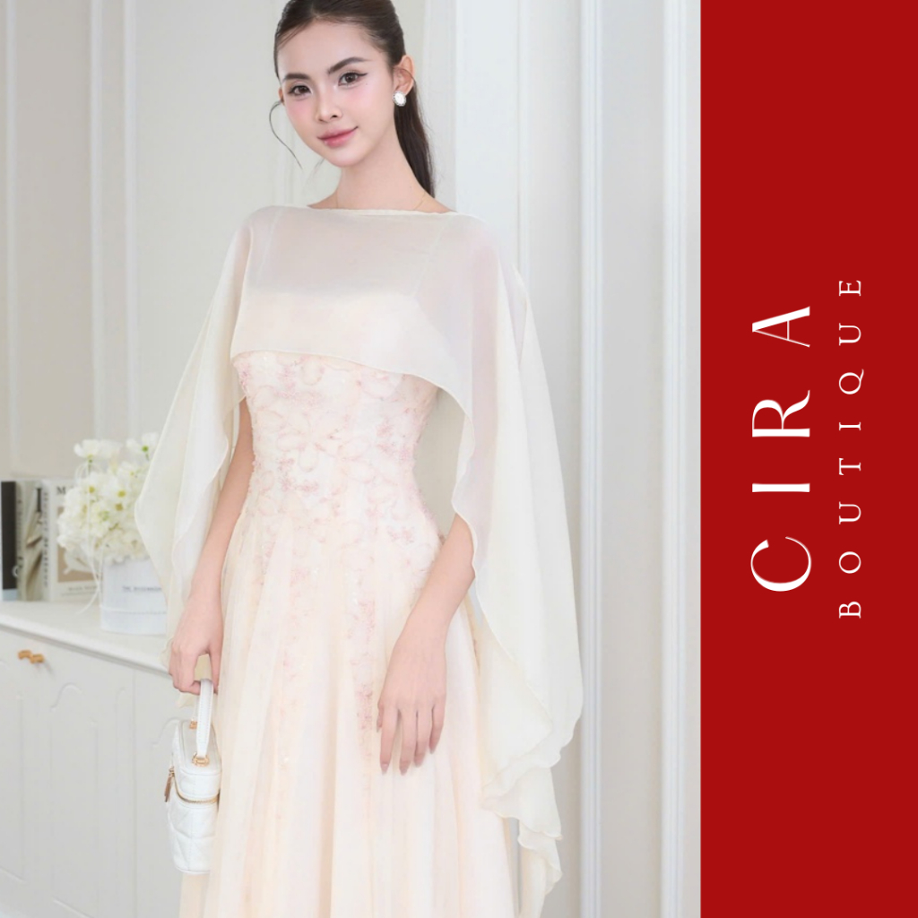 ผ้าคลุมผ้าคลุมไหล่ผ้าชีฟองเมทัลลิก Elegant Biceps Cira Boutique K0001