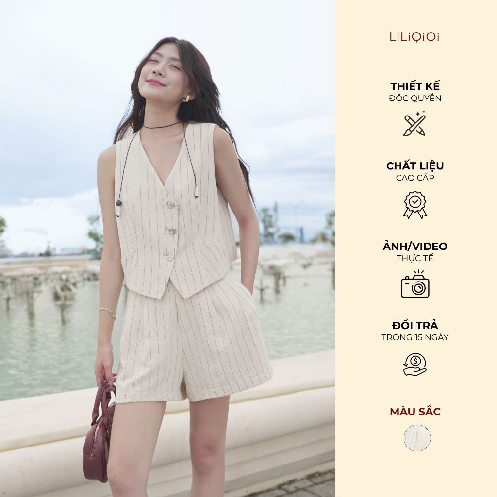 Set เสื้อ jile ลายผสมกางเกงขาสั้นสําหรับผู้หญิงดีไซน์อ่อนเยาว์สําหรับออกนอกบ้าน LiLiQi by LeeGi - AQ