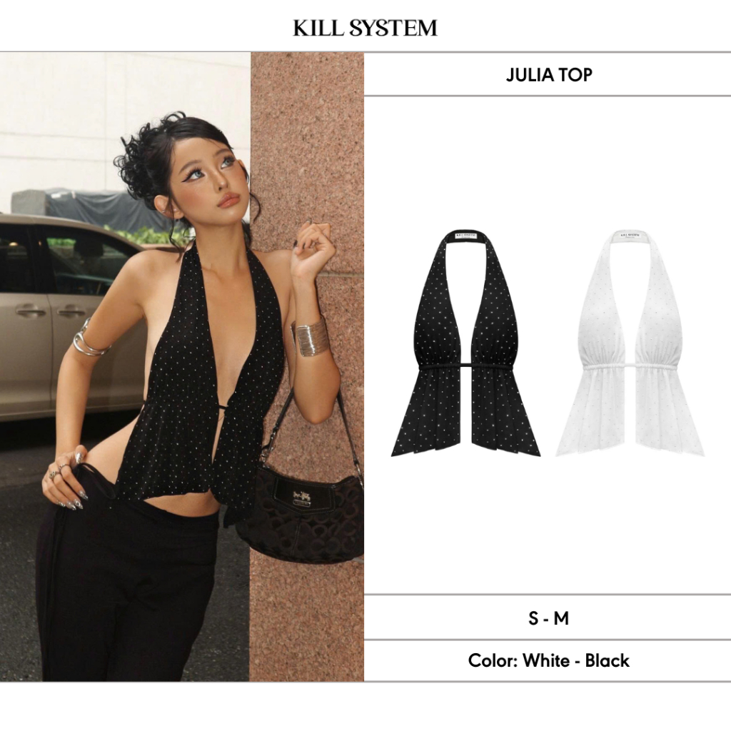 JULIA ประดับด้วยเสื้อสายเดี่ยวเกาะอกเปลือยหลัง - KILL SYSTEM