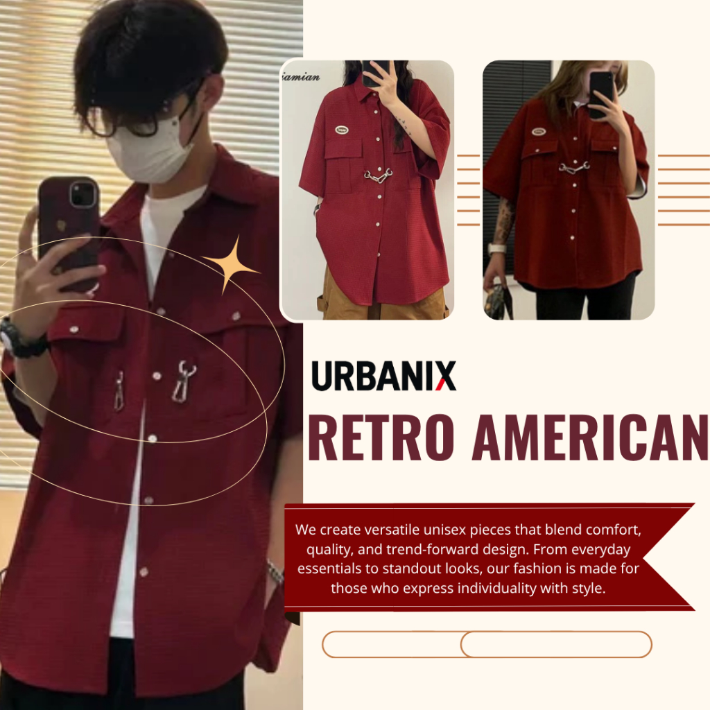 American Street College Style เสื้ออเนกประสงค์ Summer Retro Waffle Unisex Style 2025