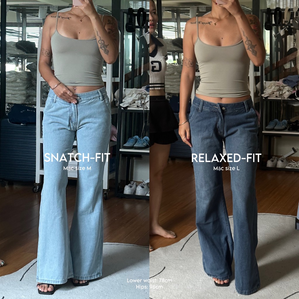 Augety Studio CICI JEANS กางเกงยีนส์ขาบาน Low-Rise - รูปที่ 2