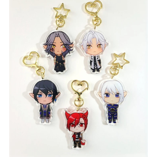 FFXIV Chibi Charms Urianger Thancred Aymeric Estinien Graha พวงกุญแจ FFXIV อุปกรณ์เสริม