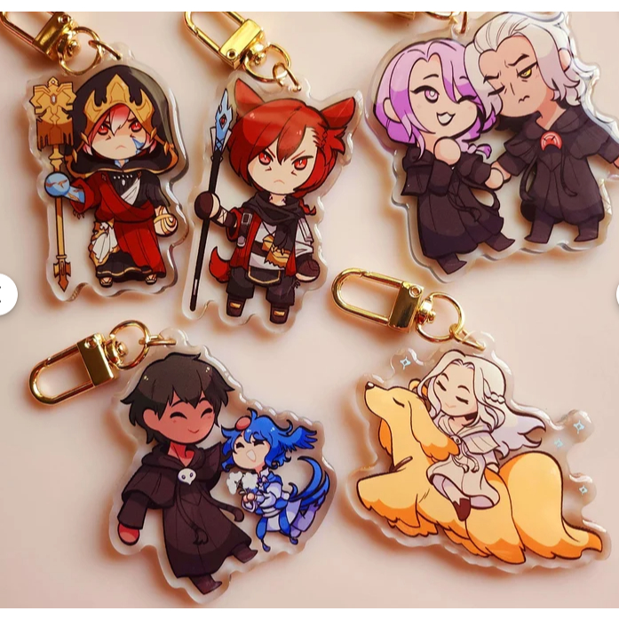 FFXIV เสน่ห์อะคริลิค | พวงกุญแจจิบิน่ารัก | Final Fantasy XIV | ตัวละคร Endwalker & Shadowbringers