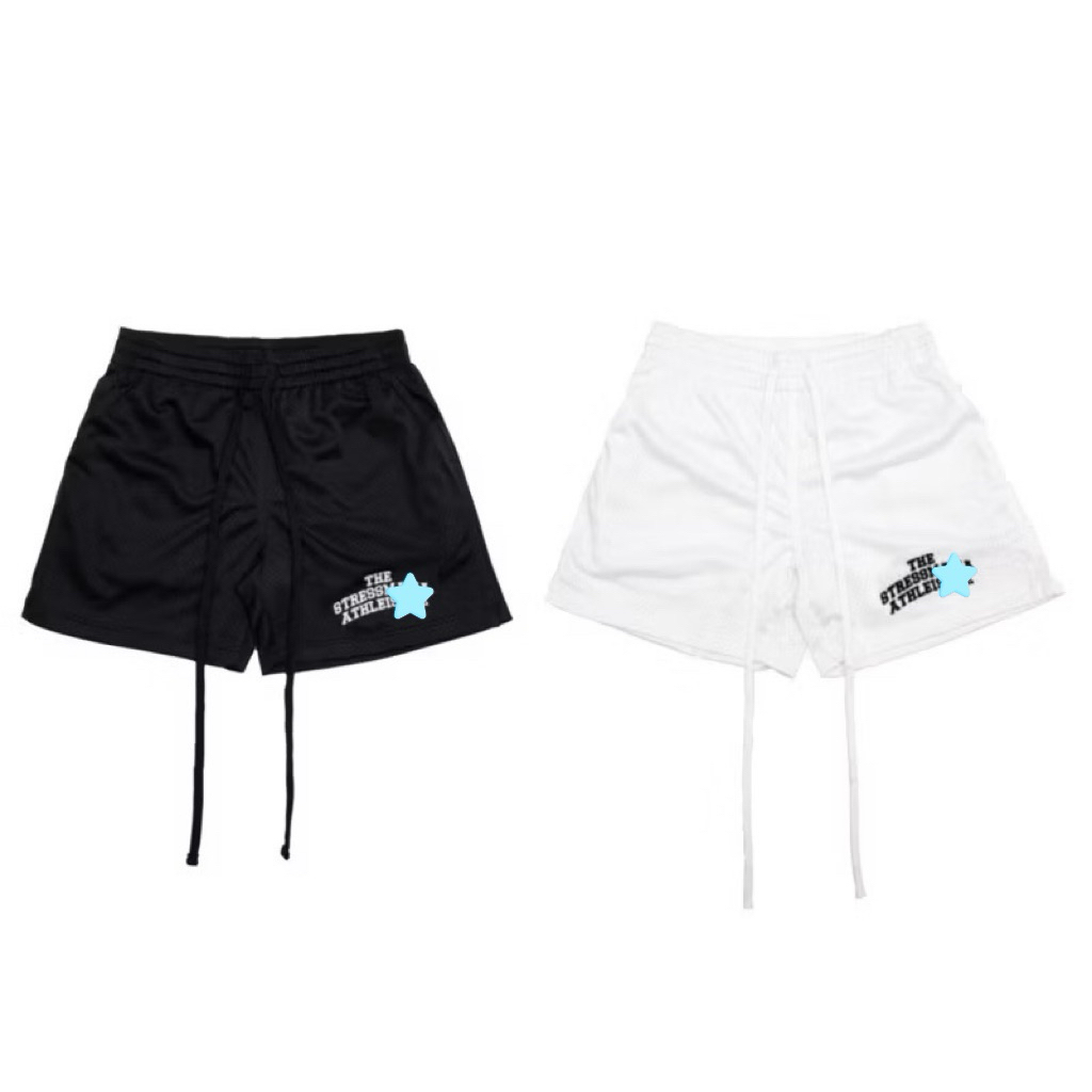 SSMM ATHLEISURE MESH MESH MESH กางเกงขาสั้นปักโลโก้ เย็บสองชั้น (แถมฟรีถุงผ้า smm)