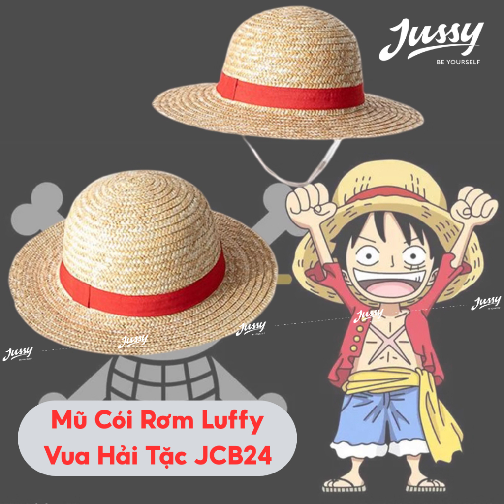 หมวกฟางลูฟี่ JCB24 Jussy หมวกโจรสลัดกษัตริย์อย่างเป็นทางการ One Piece คอสเพลย์การ์ตูนอะนิเมะหมวกชายห