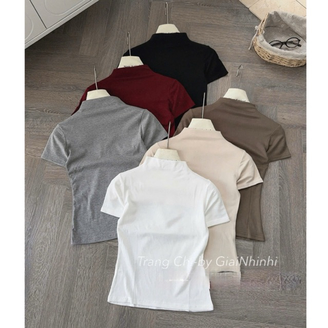 เสื้อยืดคอเต่า 3P ทรงยืด เสื้อเชิ้ตแขนสั้นทรงพอง AT228-E2TH - NhiNhi Shop